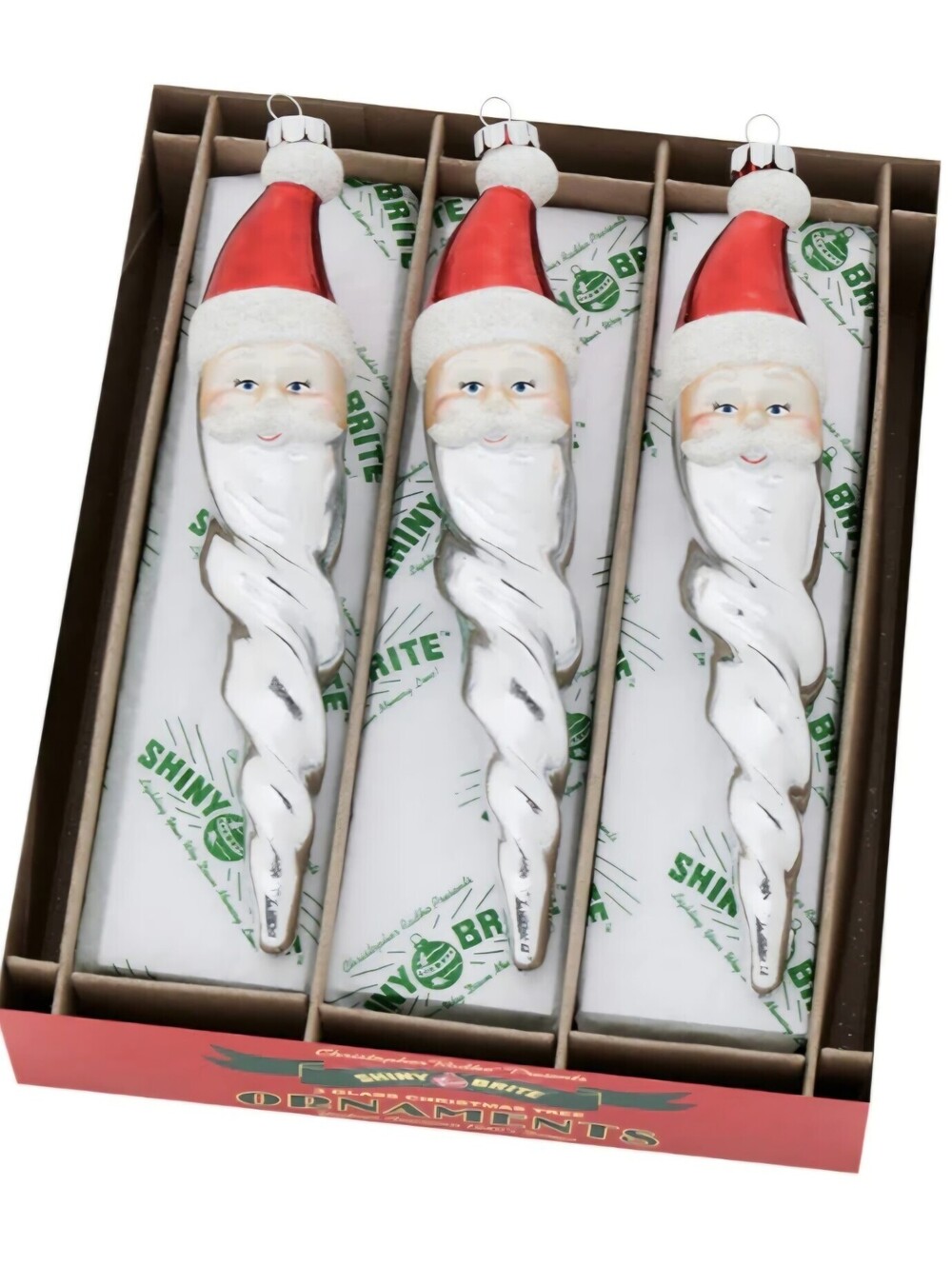Radko Shiny Brite Holiday Splendor 7" Santa Icicles, Set of 3, **New In Box**